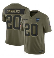 Men Detroit Lions 20 Barry Sanders Olive 2025 Salute to Service Limited Stitched Football Jersey