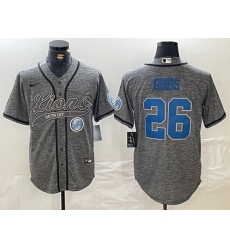 Men Detroit Lions 26 Jahmyr Gibbs Grey Cool Base Stitched Baseball Jersey 1 Men Detroit Lions 26 Jahmyr Gibbs Grey Cool Base Stitched Baseball Jersey 1