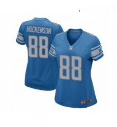 Womens Detroit Lions 88 TJ Hockenson Game Blue Team Color Football Jersey