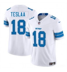 Youth Detroit Lions 18 Isaac TeSlaa White 2025 Draft F U S E  Vapor Limited Stitched Jersey