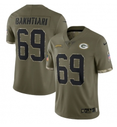 Men Green Bay Packers 69 David Bakhtiari Olive 2022 Salute To Service Limited Stitched Jersey Men Green Bay Packers 69 David Bakhtiari Olive 2022 Salute To Service Limited Stitched Jersey