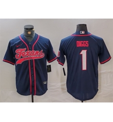 Men Houston Texans 1 Stefon Diggs Navy With Patch Cool Base Stitched Baseball Jersey Men Houston Texans 1 Stefon Diggs Navy With Patch Cool Base Stitched Baseball Jersey
