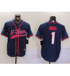 Men Houston Texans 1 Stefon Diggs Navy With Patch Cool Base Stitched Baseball Jersey Men Houston Texans 1 Stefon Diggs Navy With Patch Cool Base Stitched Baseball Jersey