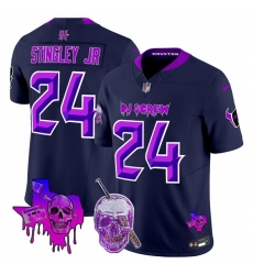 Men Houston Texans 24 Derek Stingley Jr  Navy F U S E  DJ Screw Vapor Limited Stitched Football Jersey