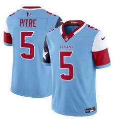 Men Houston Texans 5 Jalen Pitre Blue 2024 F U S E  V5 Limited Stitched Football Jersey