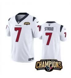 Men Houston Texans 7 C J Stroud White 2023 F U S E AFC South Champions Patch Vapor Untouchable Limited Stitched Football Jersey Men Houston Texans 7 C J Stroud White 2023 F U S E AFC South Champions Patch Vapor Untouchable Limited Stitched Football Jersey