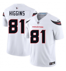 Youth Houston Texans 81 Jayden Higgins White 2025 Draft Vapor F U S E  Limited Stitched Jersey