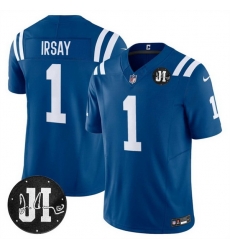 Men Indianapolis Colts 1 Jim Irsay Blue 2025 F U S E Jim Irsay Patch Vapor Limited Stitched Football Jersey Men Indianapolis Colts 1 Jim Irsay Blue 2025 F U S E Jim Irsay Patch Vapor Limited Stitched Football Jersey