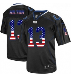Men Nike Indianapolis Colts 13 TY Hilton Elite Black USA Flag Fashion NFL Jersey Men Nike Indianapolis Colts 13 TY Hilton Elite Black USA Flag Fashion NFL Jersey