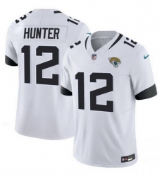 Men Jacksonville Jaguars 12 Travis Hunter White 2025 Draft F U S E  Vapor Limited Stitched Football Jersey