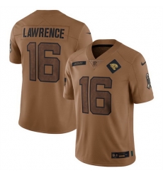 Men Jacksonville Jaguars 16 Trevor Lawrence 2023 Brown Salute To Service Vapor Untouchable Limited Stitched Jersey Men Jacksonville Jaguars 16 Trevor Lawrence 2023 Brown Salute To Service Vapor Untouchable Limited Stitched Jersey