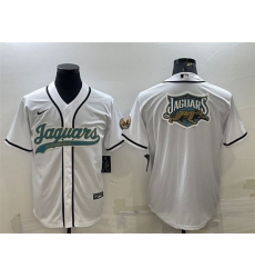 Men Jacksonville Jaguars White Team Big Logo With Patch Cool Base Stitched Baseball Jersey Men Jacksonville Jaguars White Team Big Logo With Patch Cool Base Stitched Baseball Jersey
