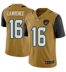 Nike Jacksonville Jaguars 16 Trevor Lawrence Gold Men Stitched NFL Limited Rush Jersey Nike Jacksonville Jaguars 16 Trevor Lawrence Gold Men Stitched NFL Limited Rush Jersey