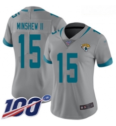 Jaguars #15 Gardner Minshew II Silver Women Stitched Football Limited Inverted Legend 100th Season Jersey Jaguars #15 Gardner Minshew II Silver Women Stitched Football Limited Inverted Legend 100th Season Jersey