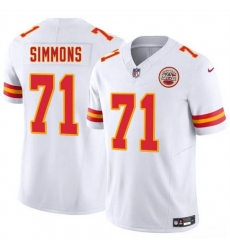Men   Kansas City Chiefs 71 Josh Simmons White 2025 Draft F U S E  Vapor Untouchable Limited Stitched Football Jersey