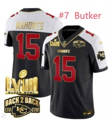 Men kansas City Chiefs Harrison Butker #7 Super Bowl LVIII Back 2 Back Gold Patch Vapor Jersey Men kansas City Chiefs Harrison Butker #7 Super Bowl LVIII Back 2 Back Gold Patch Vapor Jersey