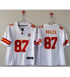 Women Kansas City Chiefs 87 Travis Kelce White 2023 F U S E  Vapor Untouchable Limited Stitched Jersey 