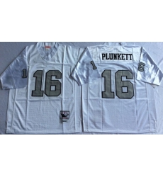 Men Las Vegas Raiders 16 Jim Plunkett White Silver M&N Throwback Jersey Men Las Vegas Raiders 16 Jim Plunkett White Silver M&N Throwback Jersey
