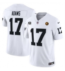 Men Las Vegas Raiders 17 Davante Adams White 2023 F U S E With 4 Star C Patch And John Madden Patch Vapor Limited Stitched Football Jersey Men Las Vegas Raiders 17 Davante Adams White 2023 F U S E With 4 Star C Patch And John Madden Patch Vapor Limited Stitched Football Jersey