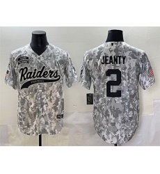 Men Las Vegas Raiders 2 Ashton Jeanty 2024 Arctic Camo Salute To Service Stitched Baseball Jersey