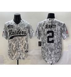Men Las Vegas Raiders 2 Ashton Jeanty 2024 Arctic Camo Salute To Service Stitched Baseball Jersey