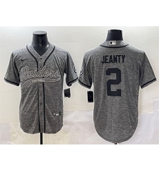Men Las Vegas Raiders 2 Ashton Jeanty Grey Cool Base Stitched Baseball Jersey 1