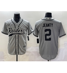 Men Las Vegas Raiders 2 Ashton Jeanty Grey Cool Base Stitched Baseball Jersey