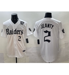 Men Las Vegas Raiders 2 Ashton Jeanty White  27Gothic Sin City Shadows Edition 27 With 65th Anniversary Patch Vapor Limited Stitched Baseball Jersey