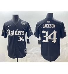 Men Las Vegas Raiders 34 Bo Jackson Black  27Gothic Sin City Shadows Edition 27 With 65th Anniversary Patch Vapor Limited Stitched Baseball Jersey