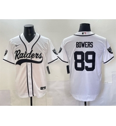 Men Las Vegas Raiders 89 Brock Bowers White Cool Base Stitched Baseball Jersey Men Las Vegas Raiders 89 Brock Bowers White Cool Base Stitched Baseball Jersey