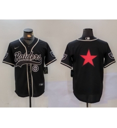 Men Las Vegas Raiders Black Team Big Logo With Patch Cool Base Stitched Baseball Jersey 8