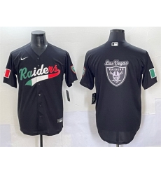 Men Las Vegas Raiders Team Big Logo Black Mexico Cool Base Stitched Baseball Jersey 2