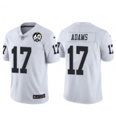 Men's Las Vegas Raiders #17 Davante Adams White With 60th Anniversary Patch Vapor Limited Stitched Jersey Men's Las Vegas Raiders #17 Davante Adams White With 60th Anniversary Patch Vapor Limited Stitched Jersey