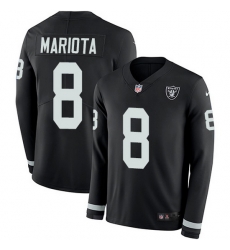 Nike Raiders 8 Marcus Mariota Black Team Color Men Stitched NFL Limited Therma Long Sleeve Jersey Nike Raiders 8 Marcus Mariota Black Team Color Men Stitched NFL Limited Therma Long Sleeve Jersey