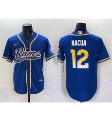 Men Los Angeles Rams 12 Puka Nacua Royal Cool Base Stitched Baseball Jersey