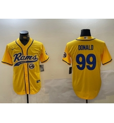 Men Los Angeles Rams 99 Aaron Donald yellow Cool Base Stitched Baseball Jersey 3 Men Los Angeles Rams 99 Aaron Donald yellow Cool Base Stitched Baseball Jersey 3