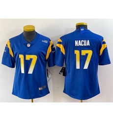 Women Los Angeles Rams 17 Puka Nacua Blue Vapor Untouchable Limited Stitched Jersey Women Los Angeles Rams 17 Puka Nacua Blue Vapor Untouchable Limited Stitched Jersey