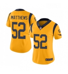 Womens Los Angeles Rams 52 Clay Matthews Limited Gold Rush Vapor Untouchable Football Jersey Womens Los Angeles Rams 52 Clay Matthews Limited Gold Rush Vapor Untouchable Football Jersey