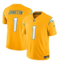 Men Los Angeles Chargers 1 Quentin Johnston Gold 2025 F U S E  Alternate Vapor Limited Stitched Football Jersey