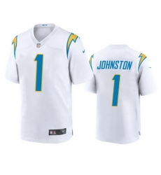 Men Los Angeles Chargers 1 Quentin Johnston White Stitched Game Jersey Men Los Angeles Chargers 1 Quentin Johnston White Stitched Game Jersey