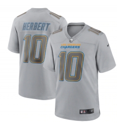 Men Los Angeles Chargers 10 Justin Herbert Grey Atmosphere Fashion Stitched Game Jersey Men Los Angeles Chargers 10 Justin Herbert Grey Atmosphere Fashion Stitched Game Jersey
