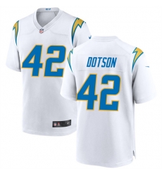 Men Los Angeles Chargers 42 Elijah Dotson White Stitched Game Jersey Men Los Angeles Chargers 42 Elijah Dotson White Stitched Game Jersey