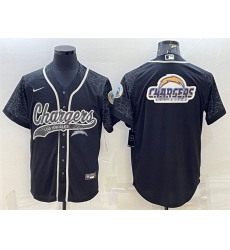 Men Los Angeles Chargers Black Reflective Team Big Logo With Patch Cool Base Stitched Baseball Jersey Men Los Angeles Chargers Black Reflective Team Big Logo With Patch Cool Base Stitched Baseball Jersey