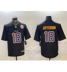 Men Minnesota Vikings 18 Justin Jefferson Black Vapor Untouchable Limited Stitched Jersey 2