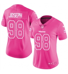 Womens Nike Vikings #98 Linval Joseph Pink Stitched NFL Limited Rush Fashion Jersey Womens Nike Vikings #98 Linval Joseph Pink Stitched NFL Limited Rush Fashion Jersey