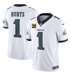 Men Philadelphia Eagles 1 Jalen Jurts White 2025 F U S E  With 4 Star C Patch Vapor Untouchable Limited Stitched Football Jersey