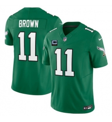 Men Philadelphia Eagles 11 A J  Brown Kelly Green 2025 F U S E  With 3 Star C Patch Vapor Untouchable Limited Throwback Stitched Football Jersey