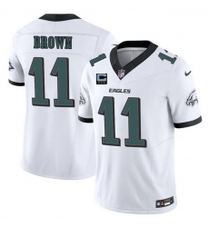 Men Philadelphia Eagles 11 A J  Brown White 2025 F U S E  With 3 Star C Patch Vapor Untouchable Limited Stitched Football Jersey
