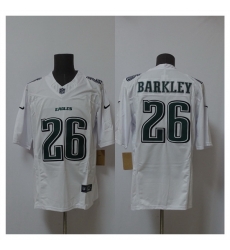 Men Philadelphia Eagles 26 Saquon Barkley White 2024 F U S E  Vapor Untouchable Limited Throwback Stitched Football Jersey