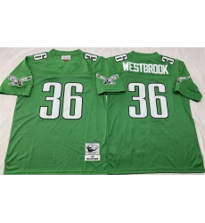 Men Philadelphia Eagles 36 Brian Westbrook Kelly Green Throwback Stitched Football Jersey